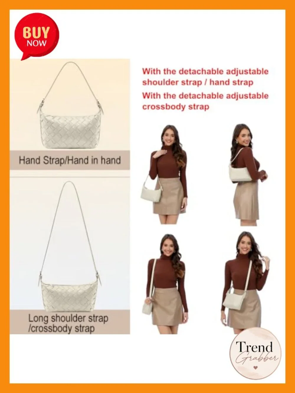 Woven Faux Leather Hobo Bag Shoulder Crossbody Purse with Zipper